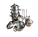 15 Piece Induction Base Stainless Steel Cookware Set with Glass Lids | Durable & Versatile Kitchen Cookware