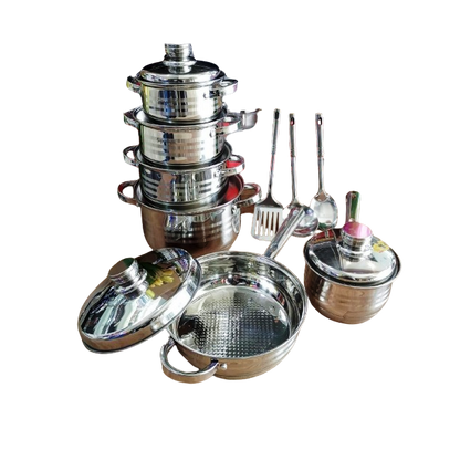 15 pcs Induction Base Stainless Steel Cookware set with Glass Lid  ST-15