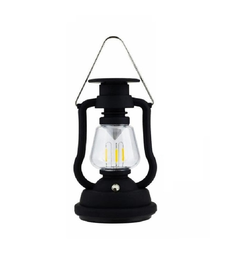 MultiFunction Solar Camping Lantern | Rechargeable | 1200mAh Battery | Bright Warm Light | Black & Brown