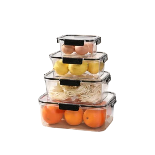 4 Piece Transparent Sealed Refrigerator Food Container Set | Large Capacity Storage