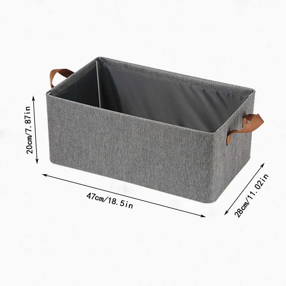 Multifunctional Rectangular Large Capacity Hard Fabric Clothes Organizer Foldable  Storage Organizer with Handles | Grey 20 x 47 x 28 cm Box | Closet Drawer Clothes Trouser Organizer Boxes| Bedroom| Living Room|Clothing Organizer