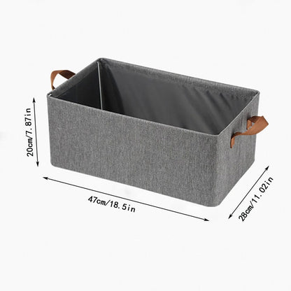 Multifunctional Rectangular Large Capacity Hard Fabric Clothes Organizer Foldable  Storage Organizer with Handles | Grey 20 x 47 x 28 cm Box | Closet Drawer Clothes Trouser Organizer Boxes| Bedroom| Living Room|Clothing Organizer