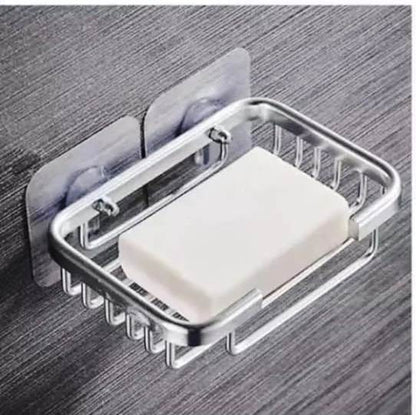 Free Punch Wall Mounted Aluminium Soap Dish Holder | Sleek Design with Effective Drainage |  13 x 9 x 3 cm