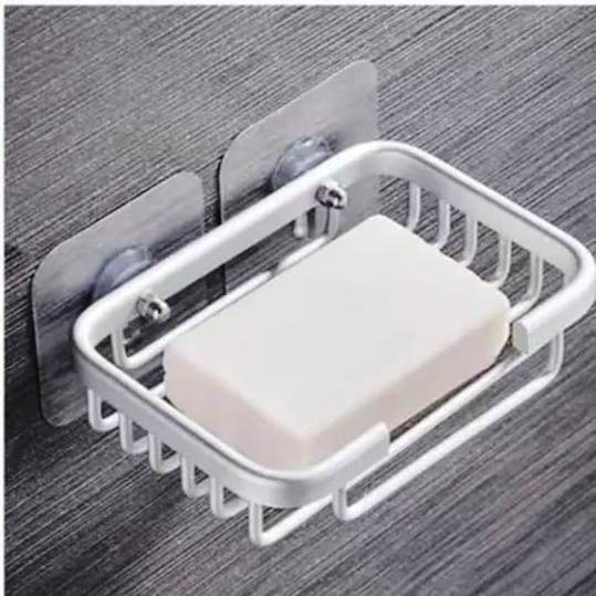 Free Punch Wall Mounted Aluminium Soap Dish Holder | Sleek Design with Effective Drainage |  13 x 9 x 3 cm