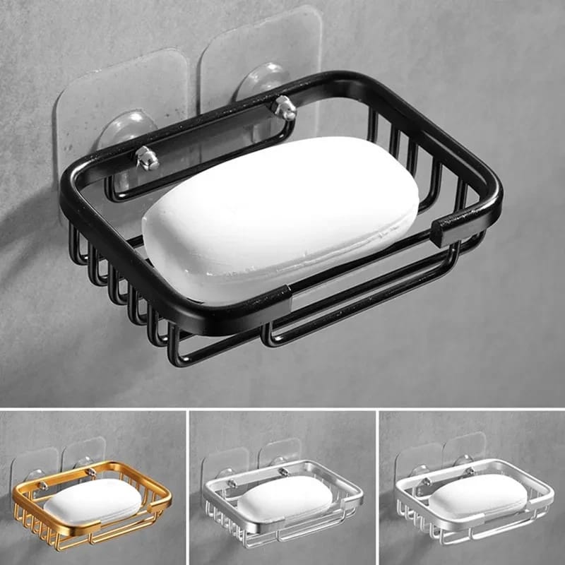 Free Punch Wall Mounted Aluminium Soap Dish Holder | Sleek Design with Effective Drainage |  13 x 9 x 3 cm