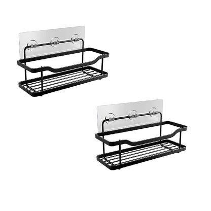 Metallic Multipurpose  Rustproof 2pcs Shower Caddy | No Drill, Strong Adhesive | For Tiles, Marble, Wood, Metal, Glass