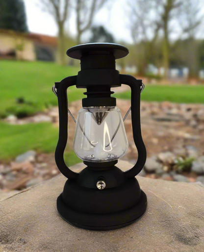 Battery Powered Rechargeable 3in1 Solar Rechargeable Manual Lantern Lamp | 1200mAh Battery, 5 Hour Working Time | Solar, USB, Hand Crank Charging | 18.4 cm x 10.8 cm | Brown (White Light) & Black (Warm Light)