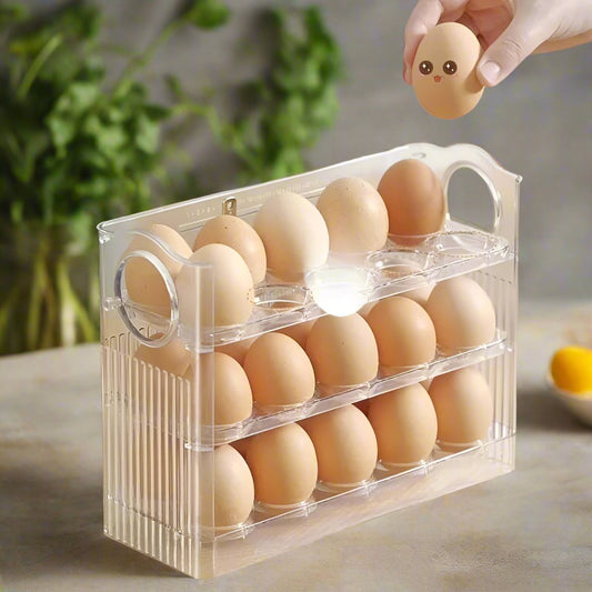 3 layered High Quality Plastic Transparent  Clear Flip Egg Box Storage Organizer | Kitchen Home Storage Eggs Box