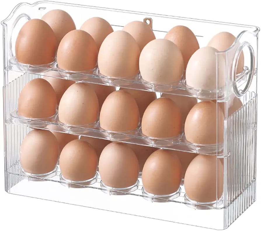 3 layered High Quality Plastic Transparent  Clear Flip Egg Box Storage Organizer | Kitchen Home Storage Eggs Box