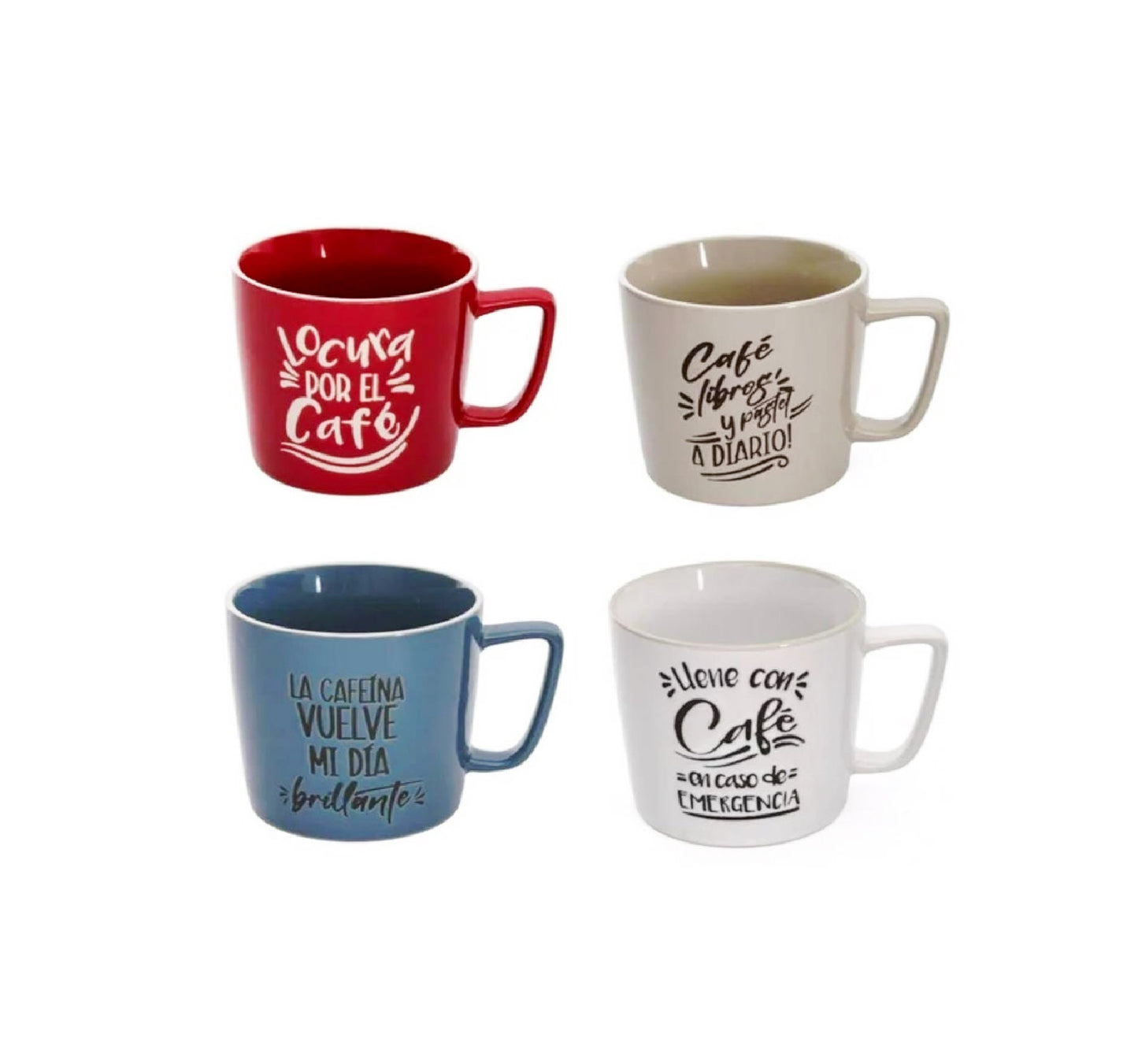 6 Piece Large Coffee/Tea Mugs  |  400ml Ceramic Mugs with Ergonomic Handle