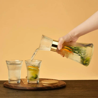 Origami Drinkware Textured Round Clear Glass Carafe: