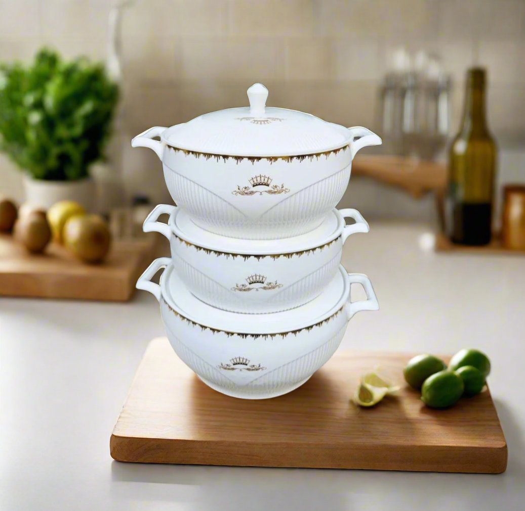 3-Piece Ceramic Soup Pot Set