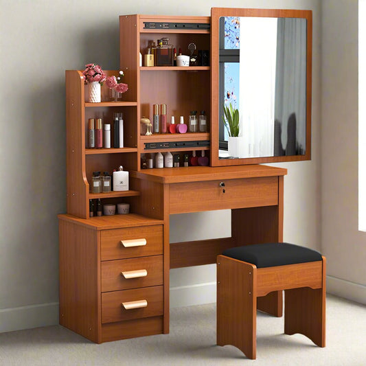 Wooden Bedroom Dressing Table with Sliding Mirror | Bedroom Furniture | 80 cm x 36 cm x 131 cm