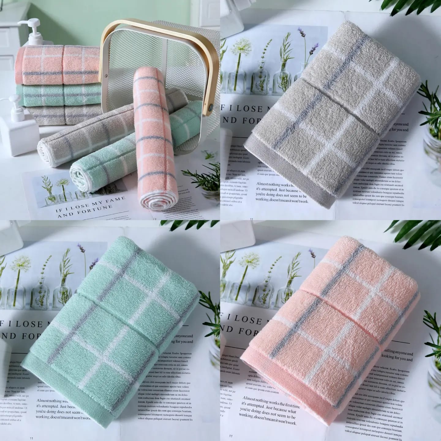 100% Cotton, Turkish  Luxury Soft Towels   2pcs | Wash Cloths & Hand towels | 35cm x 76cm | Multiple Colors