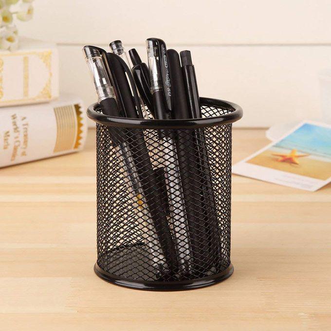 Black Round Shaped Mesh Stationery  Metallic Quality Pen Holder | Office Desk | Home Desk Storage Organizer