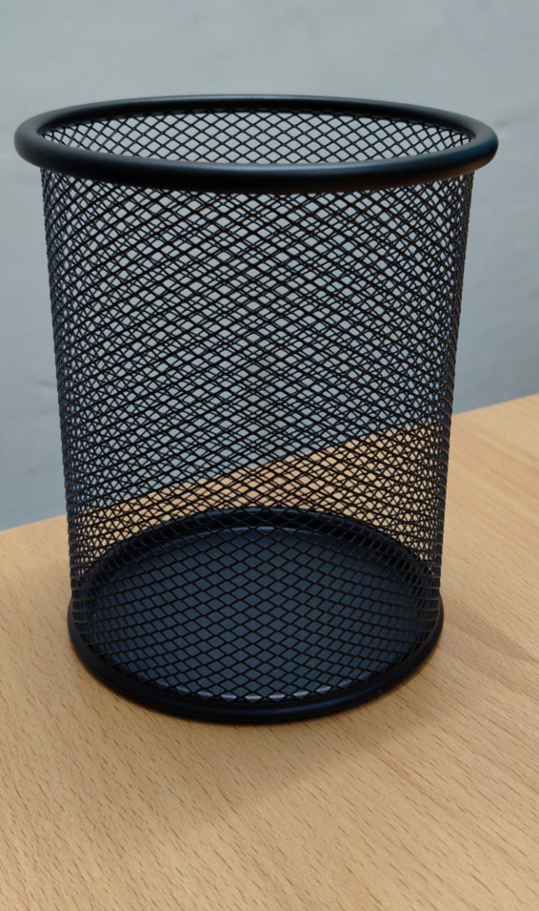 Black Round Shaped Mesh Stationery  Metallic Quality Pen Holder | Office Desk | Home Desk Storage Organizer