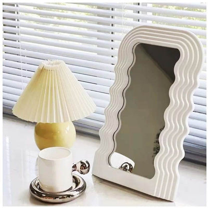 Tabletop Wavy Mirror | Black & White | 26cm x 42cm |  Ideal for use on Vanities, Desks, Dressers