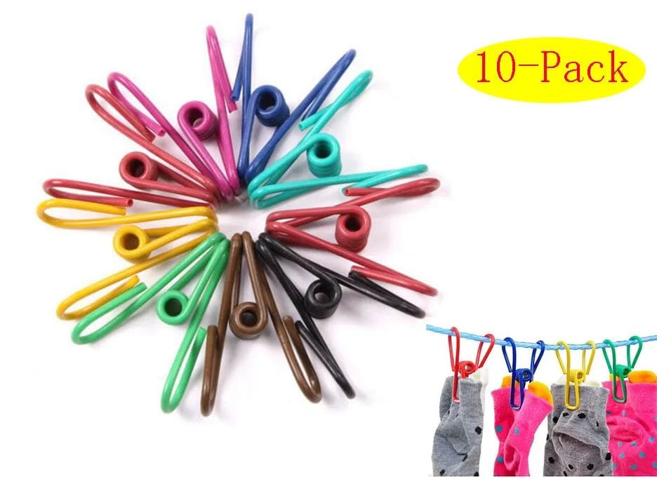 10Pc | Assorted 2 Inch Rubber Coated Pegs | Multipurpose Utility Clips | Food Sealer, Laundry, Paper Holder, Clothesline Clips