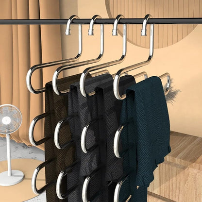 Stainless Steel 5-layer Multipurpose S-Shaped Non-Slip Hangers  | Efficient Closet Storage Organizer | Trouser, Ties, Scarves & Other Accessories