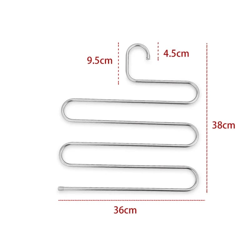 Stainless Steel 5-layer Multipurpose S-Shaped Non-Slip Hangers  | Efficient Closet Storage Organizer | Trouser, Ties, Scarves & Other Accessories