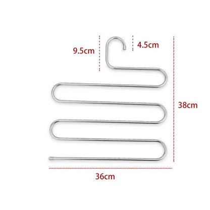 Stainless Steel 5-layer Multipurpose S-Shaped Non-Slip Hangers  | Efficient Closet Storage Organizer | Trouser, Ties, Scarves & Other Accessories