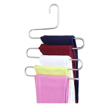 Stainless Steel 5-layer Multipurpose S-Shaped Non-Slip Hangers  | Efficient Closet Storage Organizer | Trouser, Ties, Scarves & Other Accessories