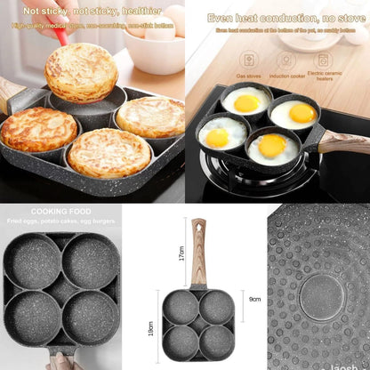 Nonstick 4 Slot Design Frying Pan | Perfect for Eggs, Pancakes | Perfect for Breakfast, Lunch, Snack Prep