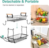 2 Tier Detachable & Portable Nordic Metallic Fruit, Vegetable Basket Rack | Multifunctional | Kitchen, Living Room, Dining Room, Living Room