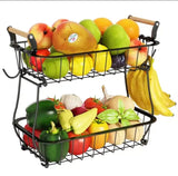 2 Tier Detachable & Portable Nordic Metallic Fruit, Vegetable Basket Rack | Multifunctional | Kitchen, Living Room, Dining Room, Living Room