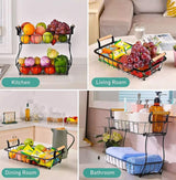 2 Tier Detachable & Portable Nordic Metallic Fruit, Vegetable Basket Rack | Multifunctional | Kitchen, Living Room, Dining Room, Living Room