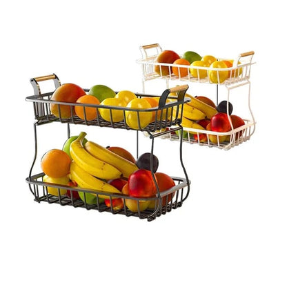 2 Tier Detachable & Portable Nordic Metallic Fruit, Vegetable Basket Rack | Multifunctional | Kitchen, Living Room, Dining Room, Living Room