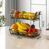 2 Tier Detachable & Portable Nordic Metallic Fruit, Vegetable Basket Rack | Multifunctional | Kitchen, Living Room, Dining Room, Living Room