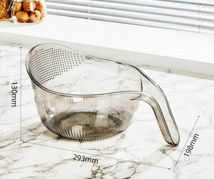 Acrylic Transparent Rice Washing Filter Strainer Basket | Colander for Fruits & Vegetables | Ergonomic Kitchen Tool