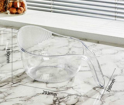 Acrylic Transparent Rice Washing Filter Strainer Basket | Colander for Fruits & Vegetables | Ergonomic Kitchen Tool