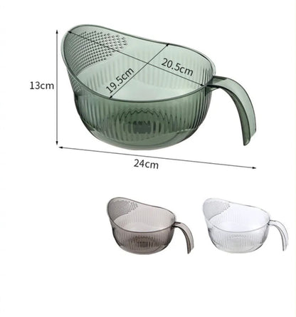 Acrylic Transparent Rice Washing Filter Strainer Basket | Colander for Fruits & Vegetables | Ergonomic Kitchen Tool