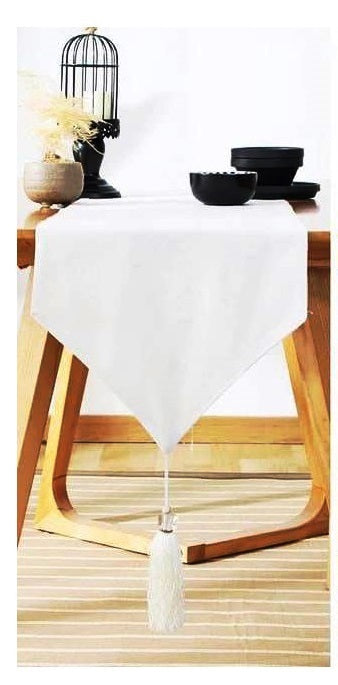 Faux Linen Table Runner | 33x240 cm | Black & White | Fits Tables Seating 8-10 People|Table Decor