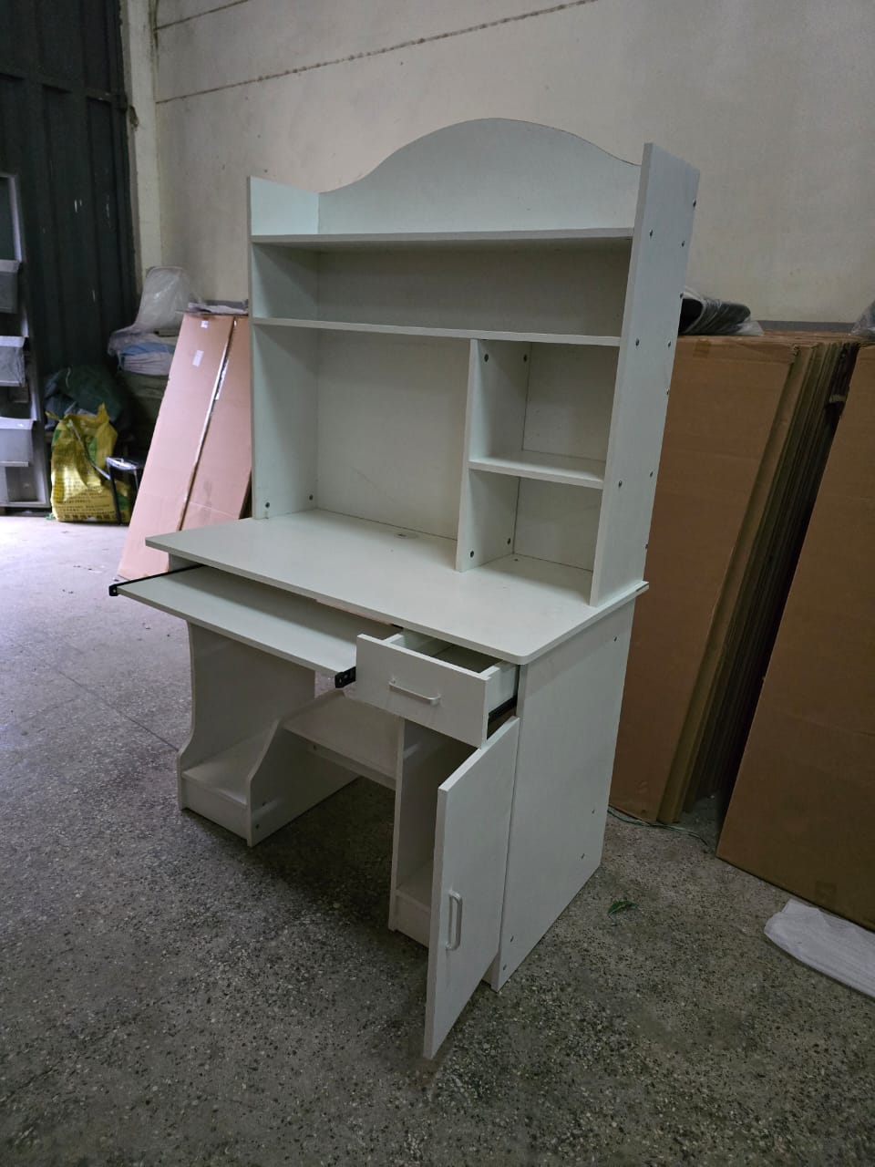 Multifunctional Computer Desk with Shelves, Drawer, and Cabinet – Space-Saving Study Office Desk