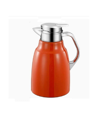 Flask Shiny Stainless Steel 1.8L | Thermal Coffee Carafe with Filter | Vacuum Insulated Beverage Dispenser | Available in Red, Orange, White, Black