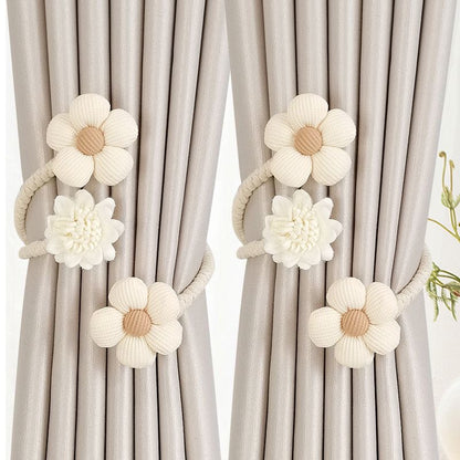 High Quality Polyester Flower Curtain Tieback – Elastic Holder Hook Buckle Clip, Decorative Home Accessory