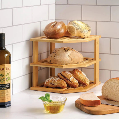 Multifunctional 3 Tier Corner Bamboo Kitchen Storage Spice Rack| Space Optimized and Strong