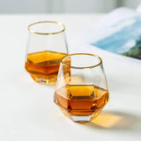 High Quality Hexagon Crystal Clear Whiskey & Wine Glass Set |  310ml |  Set of 6