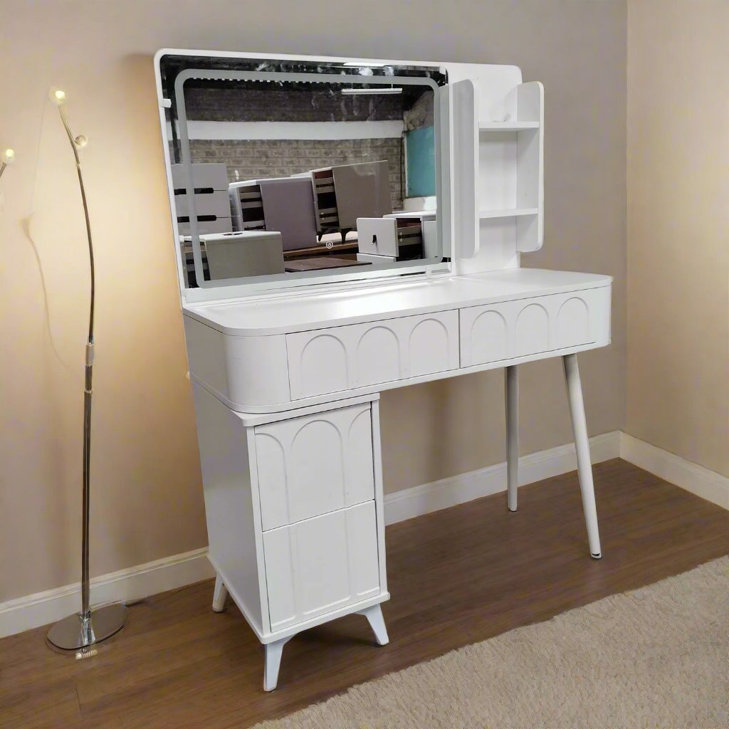 Vanity Dressing Table with LED Lighting  Elegant Makeup Table with Illuminated Mirror |  Perfect for Bedrooms, Dressing rooms, Walk in closets | 100*40*145cm (h)