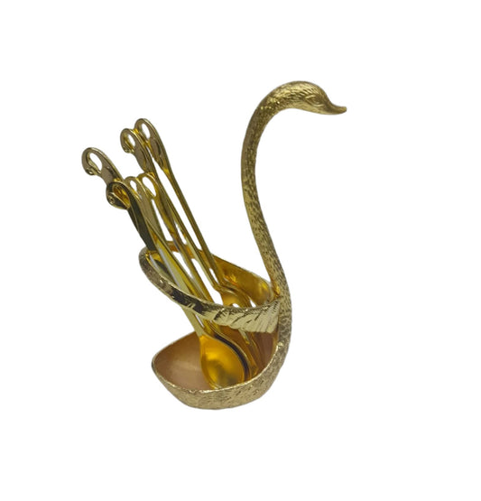 Elegant Gold Swan Shaped Spoon Holder | Metallic Kitchen Utensil Organizer