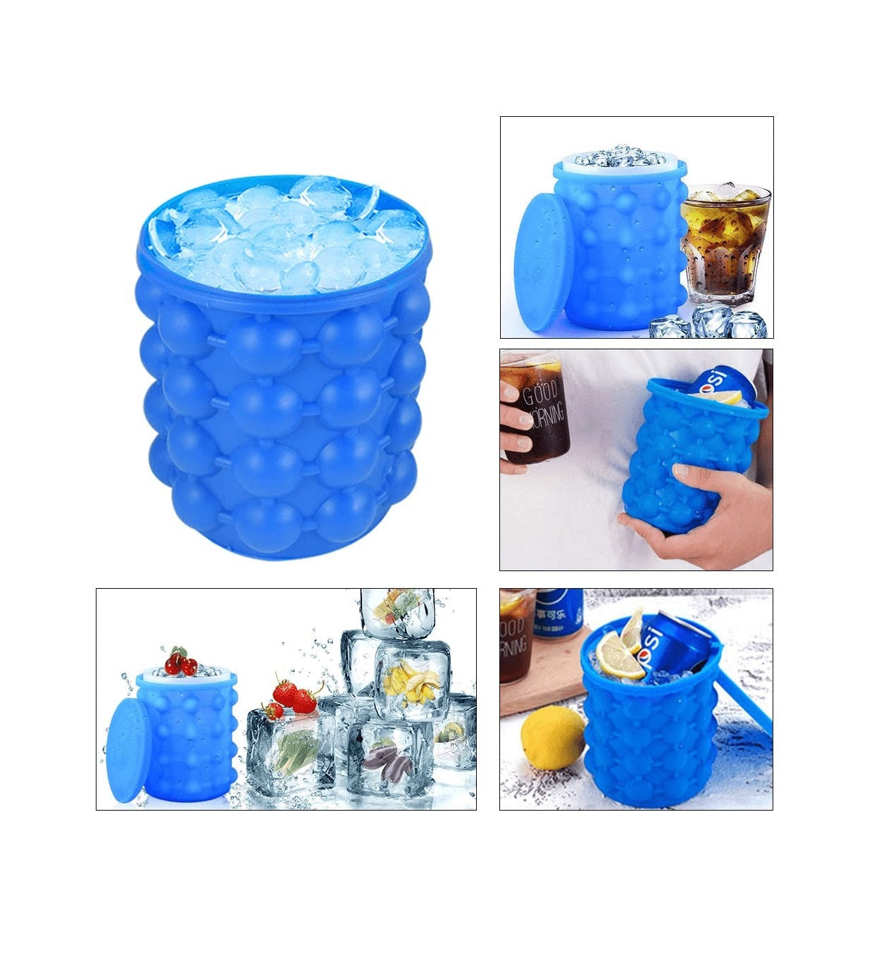 Genie Silicon Ice Cube Maker 4 | Flexible Silicone Ice Tray | Makes 4 Large Ice Cubes | Easy Release & Quick-Freezing