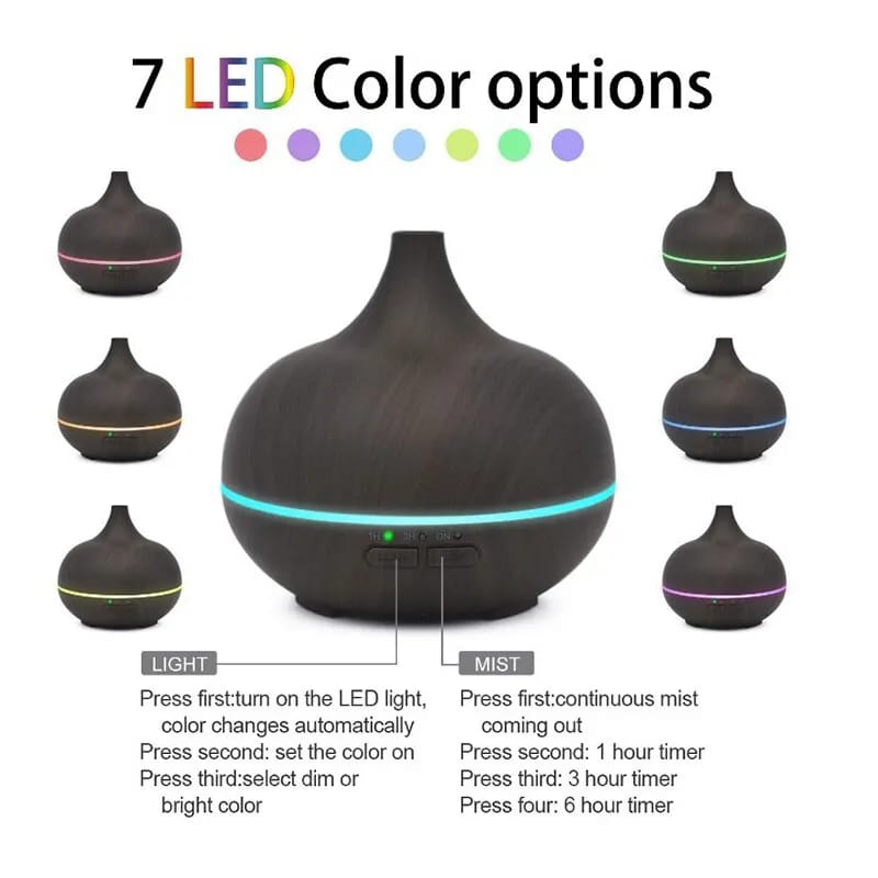 High Quality Ultrasonic Diffuser | 500ml Capacity | Remote Controlled | Color Changing | Timer Function