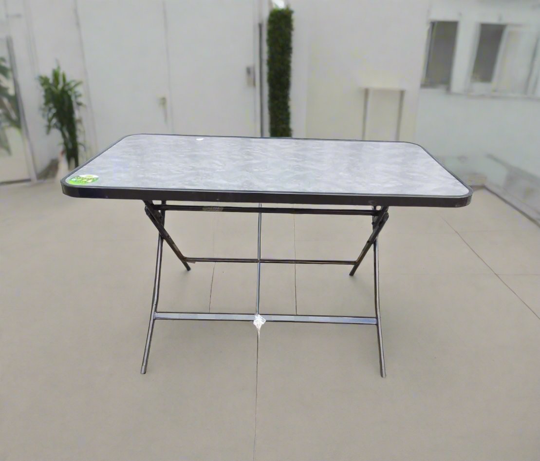 High Quality Foldable Outdoor Dining Table with Glass Top | Portable and Stylish Furniture