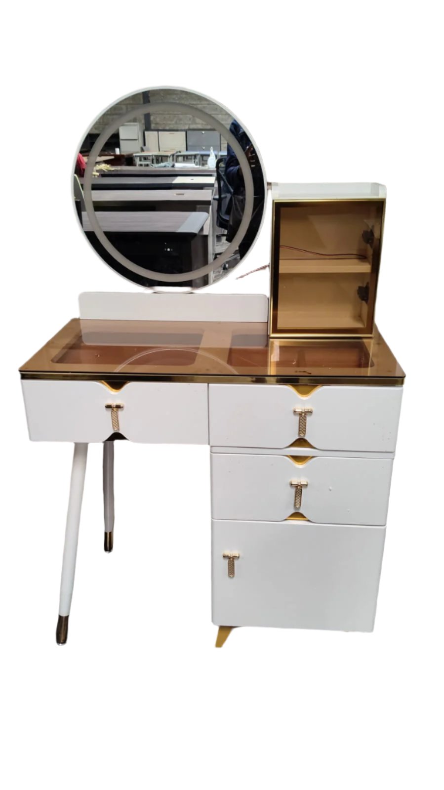 Modern White Vanity Dressing Table with Mirror | Multiple Drawers for Makeup Storage | 80* 40*140| Bedroom Furniture