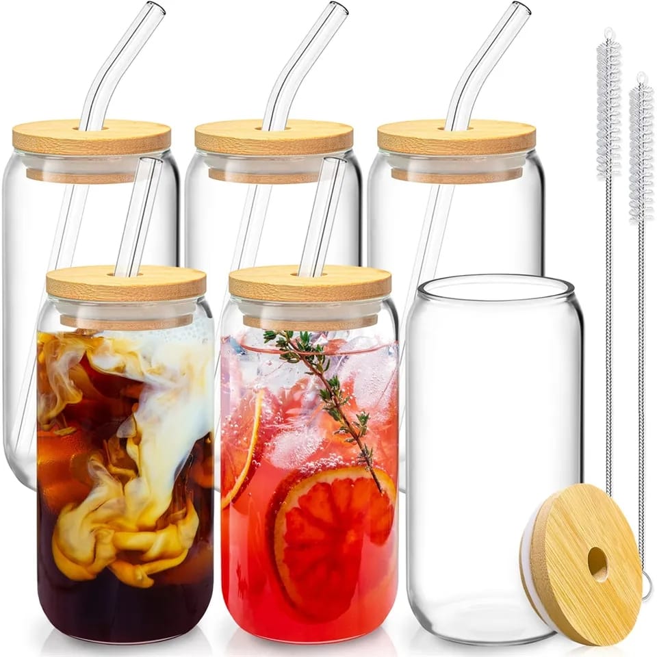 500ml Transparent Glass Cup with Lid and Straw | Versatile Drinkware for Bubble Tea, Juices, and More