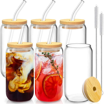 500ml Transparent Glass Cup with Lid and Straw | Versatile Drinkware for Bubble Tea, Juices, and More