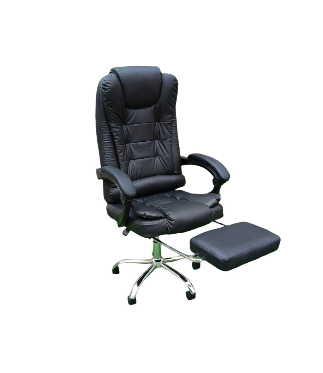 High Back Leather Swivel Chair with Massage and Footrest | Luxury Reclining Computer Office Chair